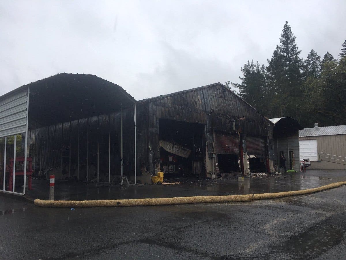A Cal Fire facility in St. Helena was damaged in a fire Thursday night, April 4, 2019.