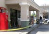 The damaged 7-Eleven store across from Sonoma State University.