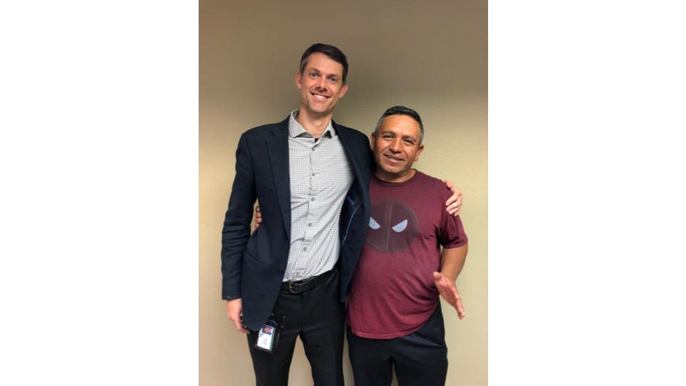 Dr. Daniel Gilbert (left) and Guillermo (right)