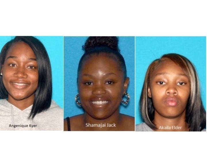 Angenique Kyer, Shamajai Jack and Akaila Elder are shown in photos released by Fairfield, California Police Department.