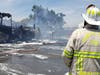 Five vehicles were destroyed and eight others damaged in a fire Thursday at a storage yard in Concord, California.