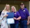 Kylee Haight (left), Friends scholarship chair Carrie Hamel and Friends' president Donnie Huffman