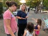 City of Benicia personnel visit with neighborhood children on a National Night Out stop, Aug. 6, 2019.