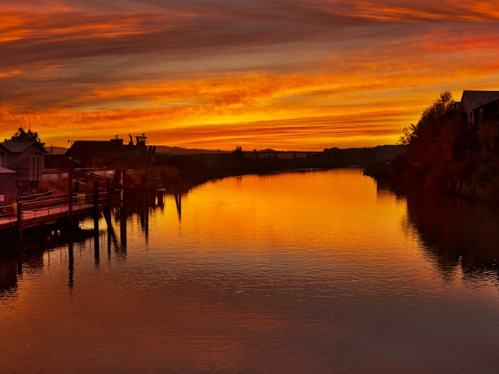 D Street Bridge at dawn, Petaluma, California.