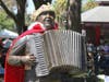 A statue in La Plaza Park in downtown Cotati was decorated for the Cotati Accordion festival, Aug. 17-18, 2019.
