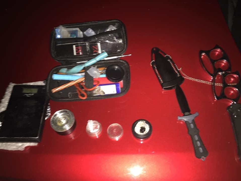 Benicia police said a small amount of methamphetamine, heroin, paraphernalia, a dirk and metal knuckles were found in a traffic stop in the area where shots fired were reported Friday, Sept. 6, 2019.