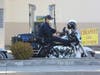 A motorcycle police officer wearing a mask is spotted at a Healdsburg gas station Saturday, Oct. 26, 2019.