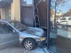 A Honda Accord landed halfway inside a Starbucks store in Petaluma, California, Friday, Nov. 15, 2019, injuring three people, authorities said.