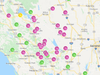 Purple indicates where in the North Bay power has been shutoff for PG&E's latest public safety power shutoff, or PSPS, Wednesday, Nov. 20, 2019.