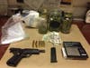 A loaded pistol and large jars of marijuana were recovered by Benicia police Thursday night, Dec. 12, 2019, from a car at Vista Point Bridge Head, police officials said.