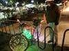Cotati resident Marc Conant says his hybrid-electric bicycle, which he decorated for the holidays, is an easy way to get around town.