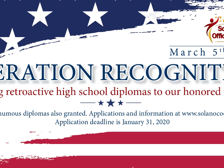 An Operation Recognition ceremony is planned March 5 at the Solano County Office of Education.