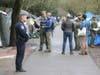 Sonoma County Park rangers and Santa Rosa police officers deliver notices to vacate to occupants of the Joe Rodota Trail homeless encampment. The notices state that the premises must be vacated by Wednesday, Jan. 29, 2020.