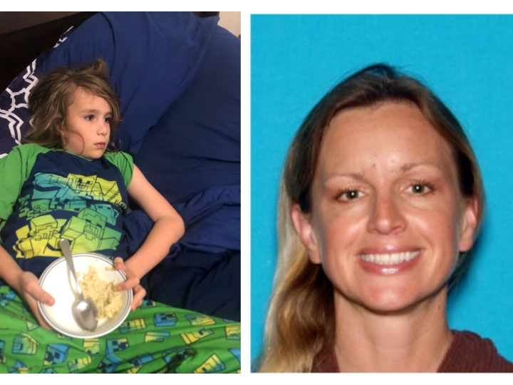 MISSING: Santiago Barros, 9, was last seen Monday night wearing the pajamas he is pictured in above. He is believed to be with his mother, Autumn Stone (right).