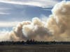 Smoke billows from a brush fire Friday around 5 p.m. in Fairfield, California, near I-680.