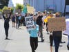 Demonstrators marched to the Petaluma Police Department Saturday in a peaceful protest against systemic racism against black people and police brutality in America.