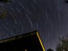 A star trail is captured on camera April 2, a quarter moon night, in Davis.