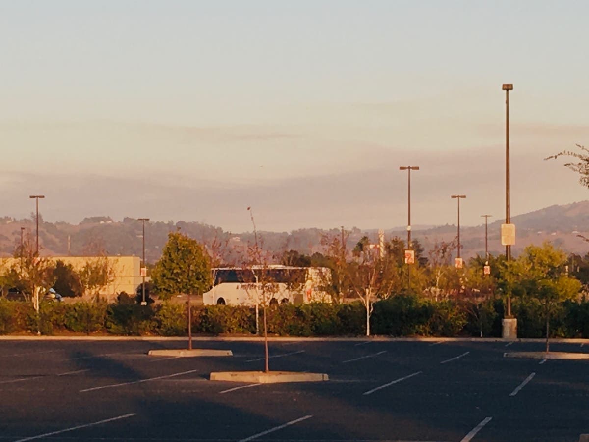 Smoke from the Pope Fire in Napa County is seen late Friday afternoon in Rohnert Park.