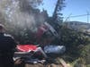 A big rig overturned and hit a tree Friday on southbound U.S. Highway 101 near the Todd Road offramp in Santa Rosa. CHP said the truck driver was OK.