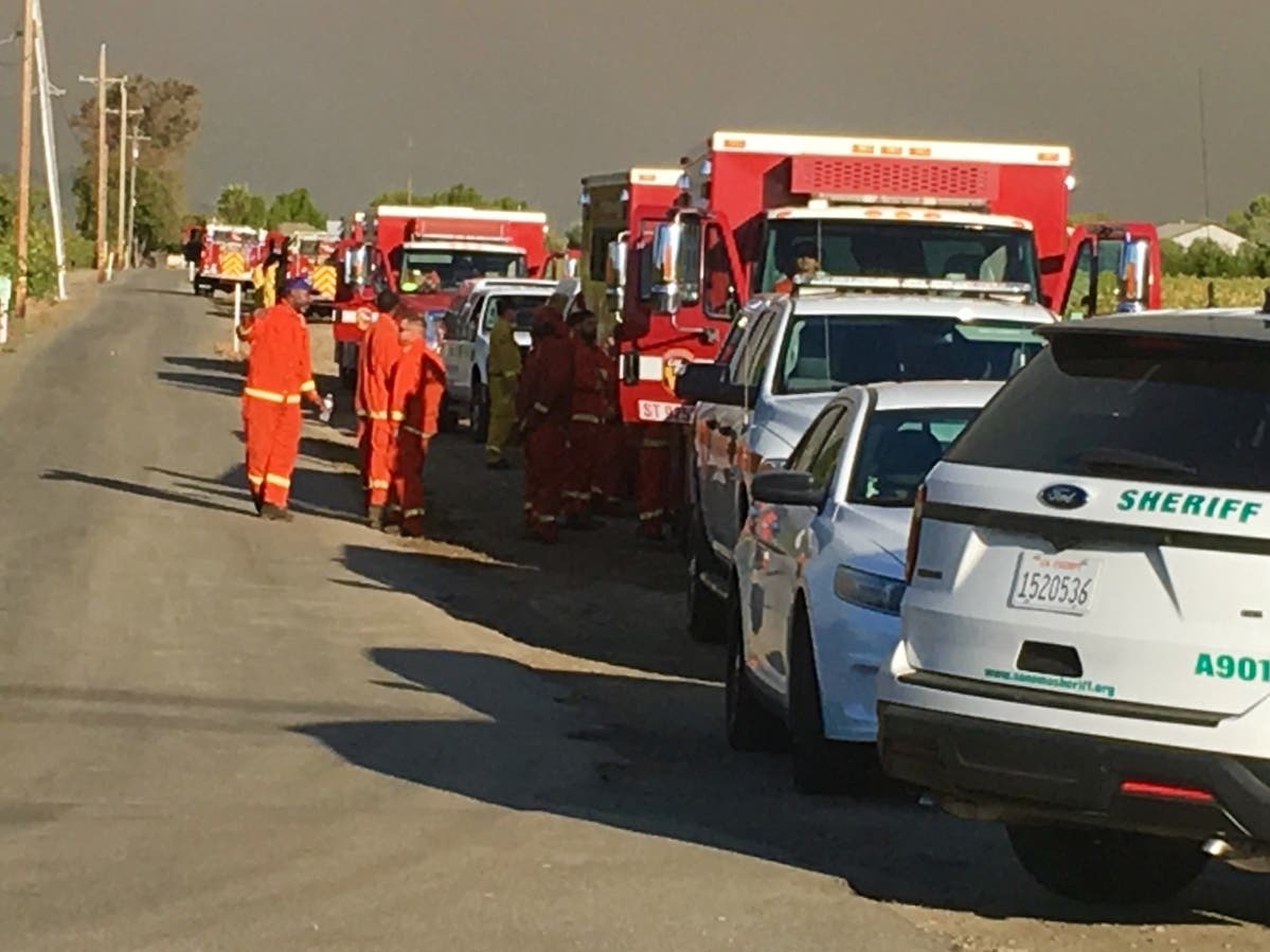 Cal Fire hand crews prepare to battle the Kincade Fire, Oct. 25, 2019, in Sonoma County.