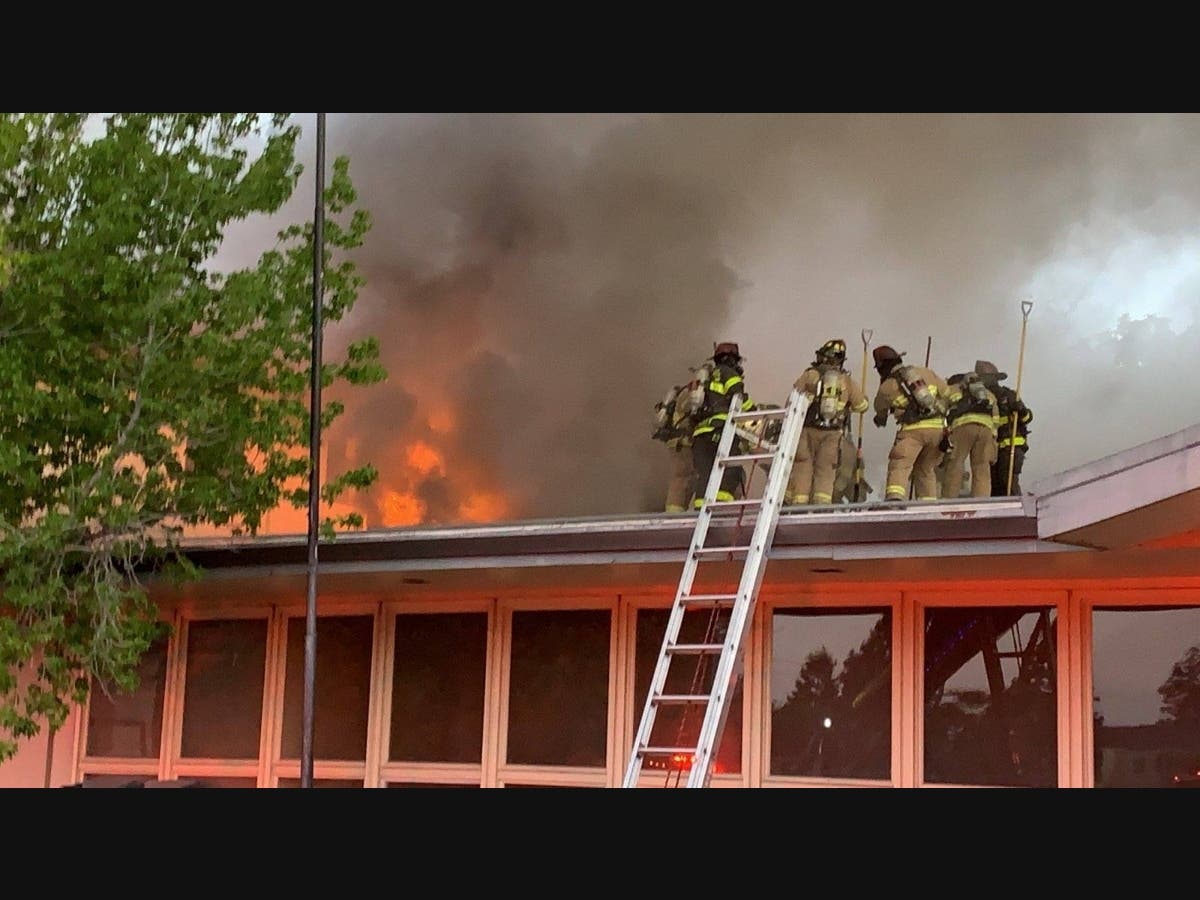 Con Fire firefighters battle a two-alarm blaze early Thursday at a church on Ashbury Drive in Concord.