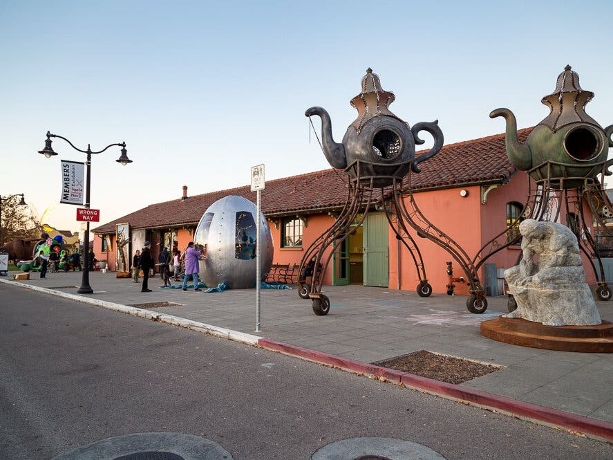 A 22-year-old Petaluma man climbed the large tea kettle Wednesday night at the Petaluma SMART train station, police said.