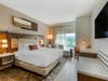 Guest rooms at Cambria Hotel Napa Valley are described as contemporary with "design-forward fixtures, abundant lighting, plush bedding and immersive, spa-style bathrooms equipped with Bluetooth mirrors."