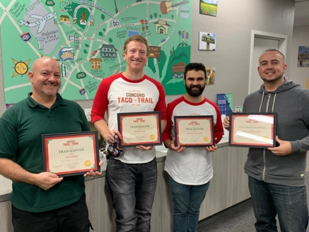 The 2021 Concord Taco Trail finalists are pictured left to right: Jeff Child, Justin Cook, Spencer Silvestre and Ernesto Hernandez. The fifth finalist, Robert Furlow, was not in attendance.