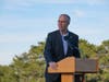 Congressman Jared Huffman, California’s 2nd Congressional District representative, speaks Friday at a groundbreaking ceremony for a renewable energy microgrid project on U.S. Coast Guard Training Center (TRACEN) Petaluma, California