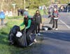Calistoga High school students and staff help clean up the race start area.