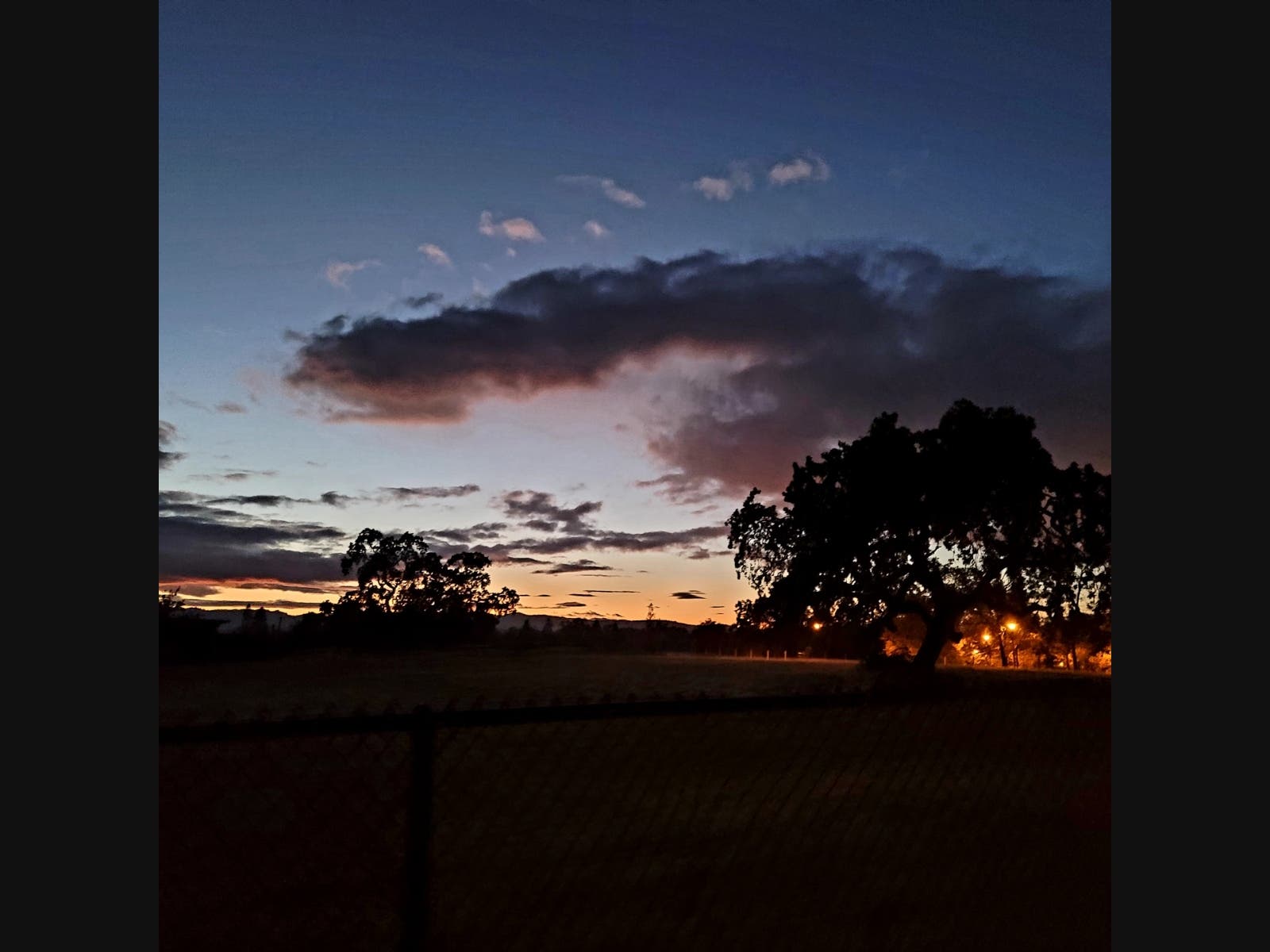 The tail end of Monday's sunset from 19th Hole Drive in Windsor, California