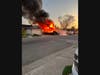 A house catches fire Thursday on Garfield Drive in Petaluma.