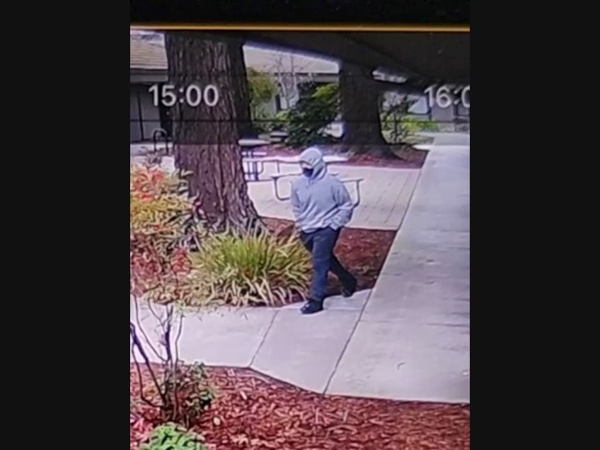 The suspect in a Petaluma bank robbery was described as a white male in his late teens to mid-20s with a medium build, between 5 feet 4 and 5 feet 7 inches tall, wearing a gray hooded sweatshirt and a black face mask.