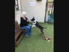 Clarissa and dog at the Animal Rescue League of Boston in Dedham