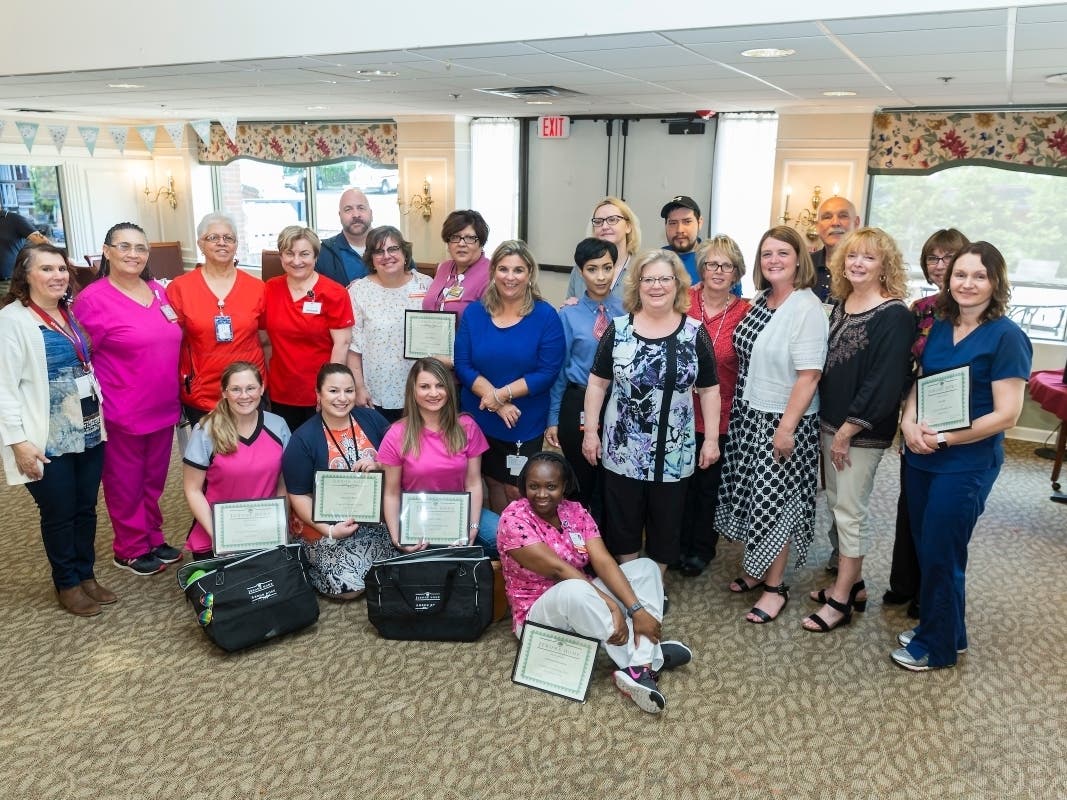 Employees of Arbor Rose and Jerome Home, 975 Corbin Ave., receive recognition for their five- to 25-year milestones.