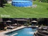 "Before" and "after" images of award-winning project by Swimming Pool Services