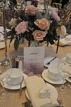 Flowers and menu.