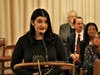 Aline Tanielian of Novato, the Intern of the Year, speaks to the Board of Supervisors.
