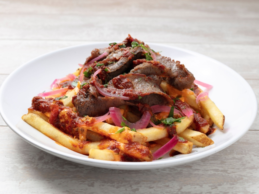 The Greek restaurant's popular gyro fires.