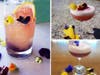 Clockwise from left: Paloma in Bloom; Cassara Hibiscus Sour; Lavender Cocktail.