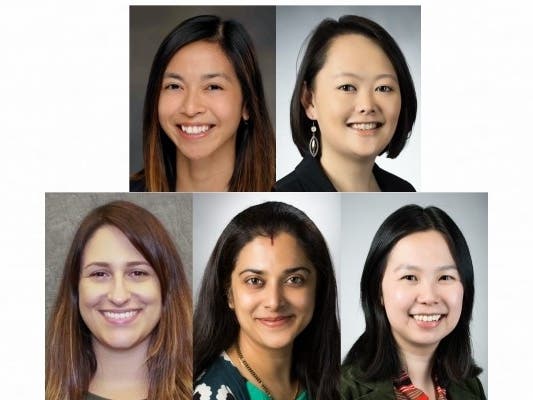 Clockwise from top left: Barbara (Coruna) Flocchini; Se Ryeon Lee; Maria Wang; Pansy Patel; and Luciana Morone.