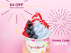 Knock $4 off orders of $15 or more at Yogurtlands throughout California on July 4.