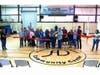 The Domenigoni family and Valley-Wide board of directors cut the ribbon during the unveiling of the new gym floor at the Francis Domenigoni Community Center in Winchester.