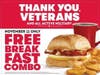 Wendy's Veterans Day 2021 offer includes a free breakfast combo.