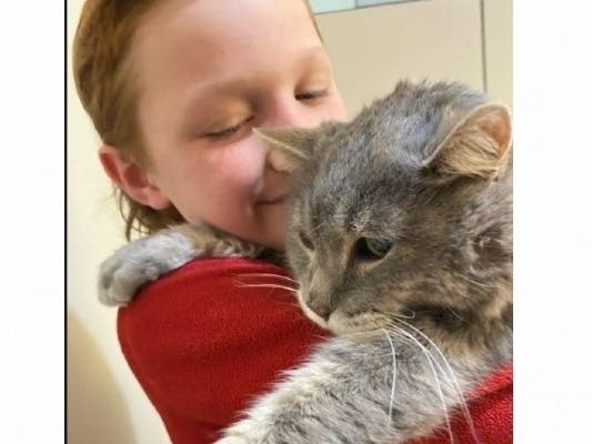 After his owner passed, Toby the cat was impounded in Riverside County, until relatives from 1,200 miles away in Oklahoma stepped in & flew the 13-year-old kitty to their home.