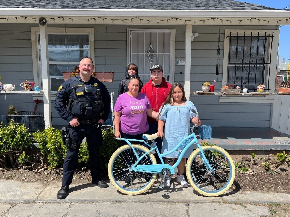 Alameda County Sheriff's Office returned a stolen bicycle to the Rivera family in Hayward, CA.