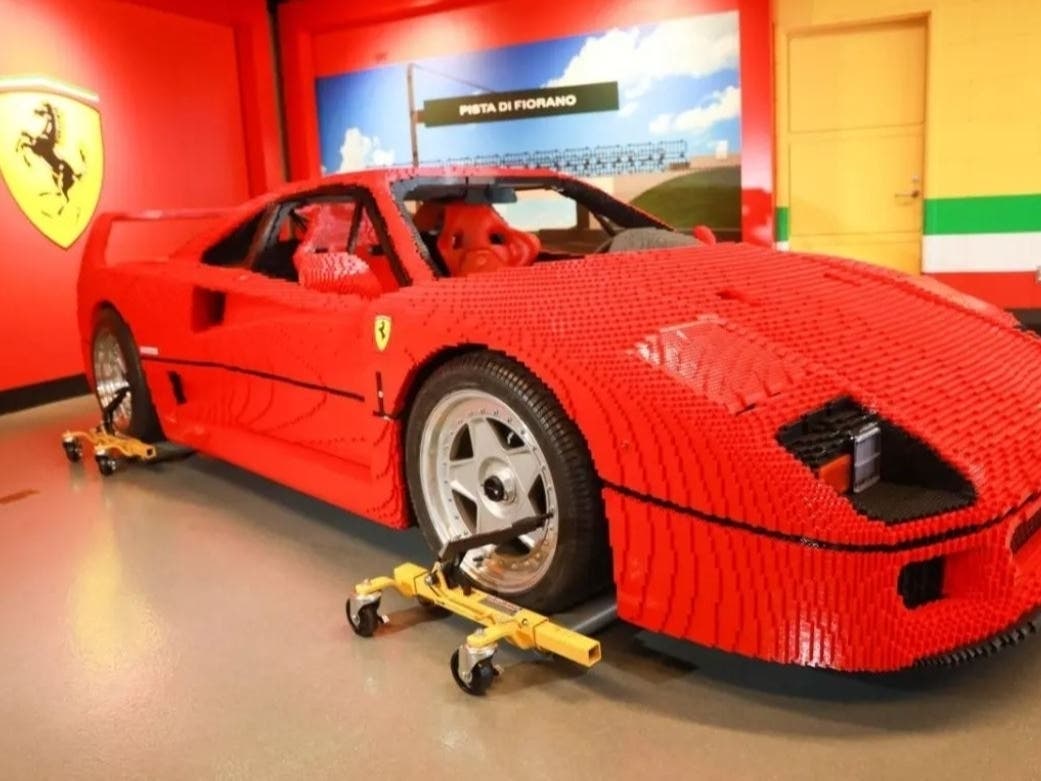 The Ferrari F40 model took a LEGOLAND team of designers and builders more than 1,800 hours to develop and more than 1,900 hours to construct, according to theme park officials.