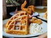 Pumpkin Pie Waffles are a limited-time fall special offered at the chicken & waffles restaurant, Sweet Chick, on North Fairfax Avenue in Los Angeles.
