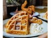 Pumpkin Pie Waffles are a limited-time fall special offered at the chicken & waffles restaurant, Sweet Chick, on North Fairfax Avenue in Los Angeles.