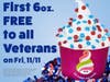 Menchie’s locales throughout the Golden State are offering veterans & active-duty military six ounces of frozen yogurt ​free on Veterans Day.